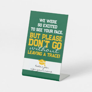 Green & Gold Cute Guest Book Poem Graduation Table Pedestal Sign