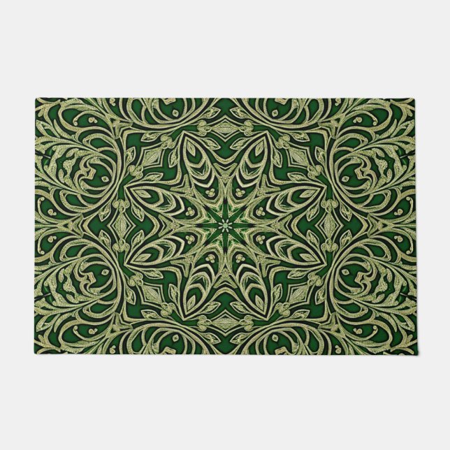 Green Gold Decorative Holiday Doormat (Front)