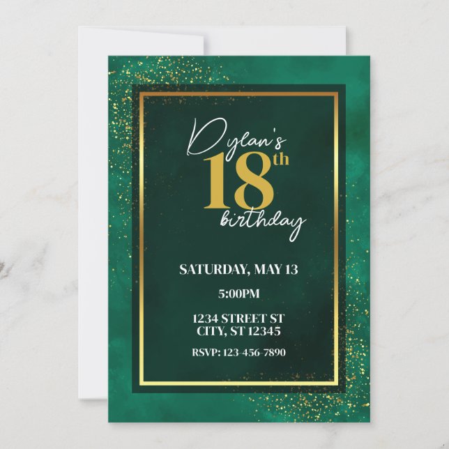 GREEN & GOLD DESIGN INVITATION (Front)