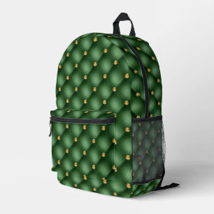 Green Gold Diamonds Tufted Backpack