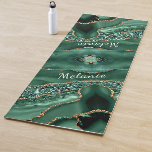Green Gold Emerald Custom Your Name Yoga Mat