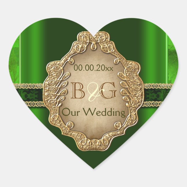 Green gold envelope wedding seal (Front)