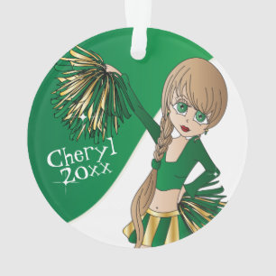 Green, Gold et White Pom-pom girl Girl 📣