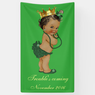 Green Gold Ethnic Little Princess Baby Shower Banner
