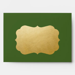 Green Gold Fancy Address Border Christmas Envelope