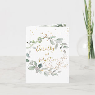 Green & gold feuillage Mariage Folle Invitation