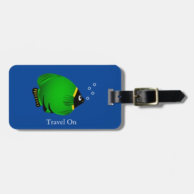 Green Gold Fish Personalize Luggage Tag (Front Horizontal)