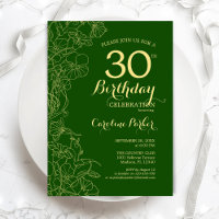 Green Gold Floral 30th Birthday Party