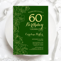 Green Gold Floral 60th Birthday Party