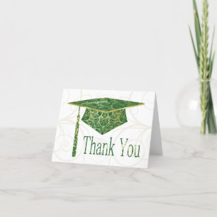 Green & Gold Floral Cap Thank You Card