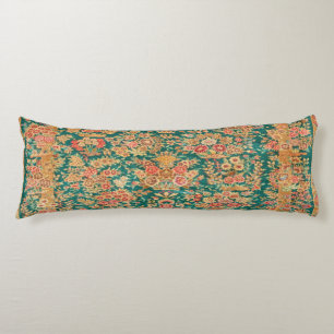 Green gold floral flower Persian Turkish kilim Body Pillow