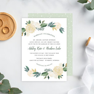 Green Gold Floral Greenery Marriage Celebration Invitation