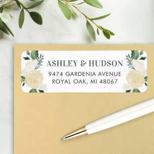 Green Gold Floral Greenery Wedding Address