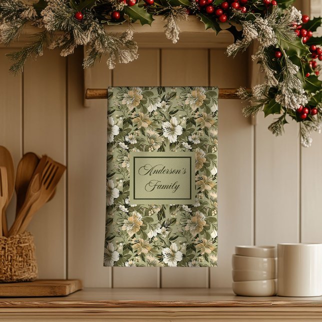 Green Gold Floral Personalized Elegant Towel  (Green Gold Floral Personalized Elegant Towel )