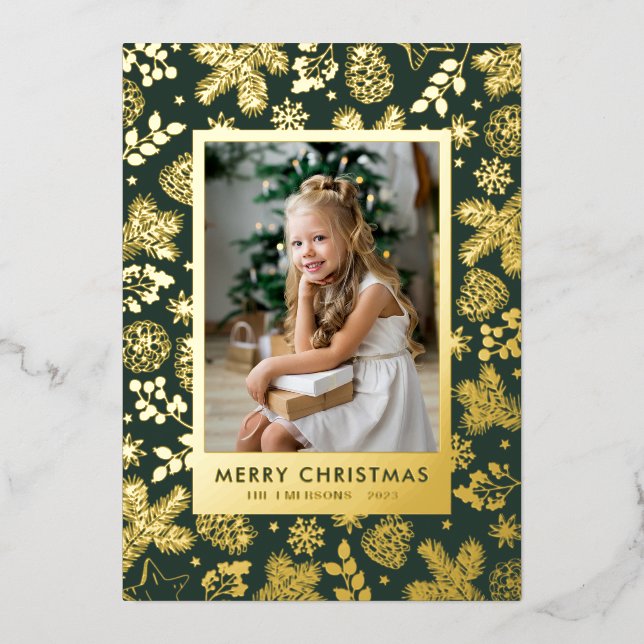 Green Gold Foil Holiday Card (Front)