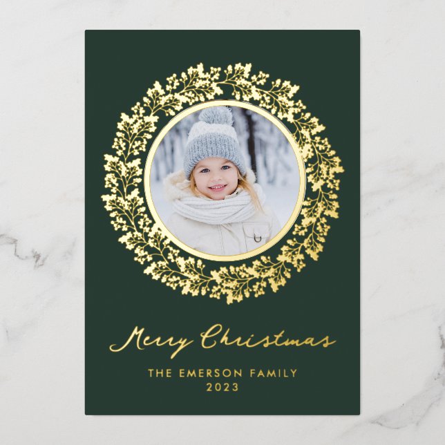 Green Gold Foil Holiday Card (Front)