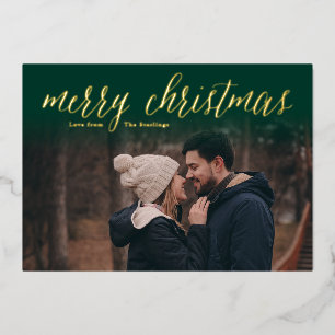 Green + Gold Foil Joyeux Cartes photos de Noël