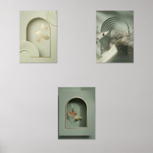 Green & Gold Foil Minimalist Wall Art