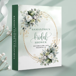 Green Gold Foliage Bridal Shower Memory Album Binder