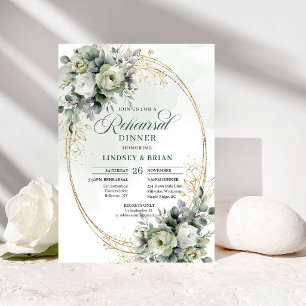 Green Gold Foliage Rehearsal Dinner Invitation
