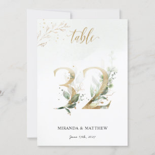 Green & Gold Foliage, Size 5" x 7 Table Number 32