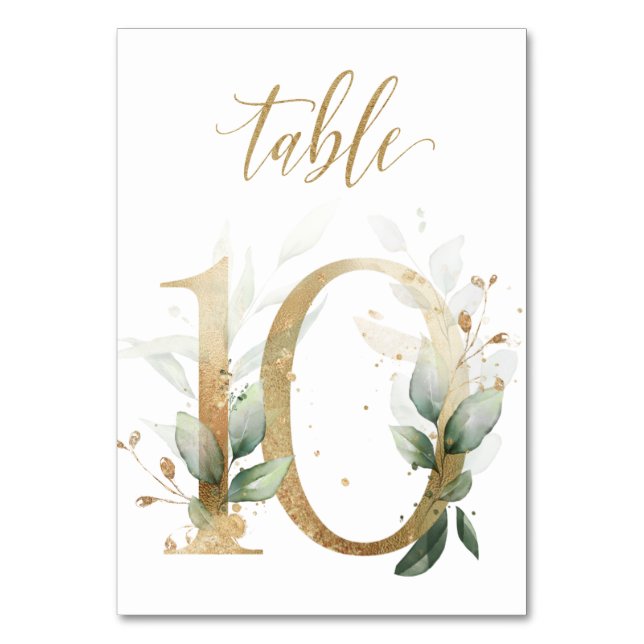 Green & gold foliage, Table 10, Table Number (Front)