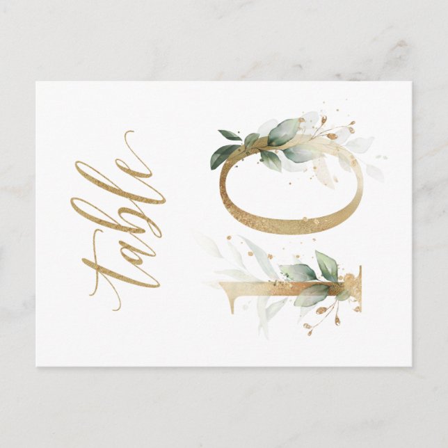 Green & gold foliage, Table 10, Table Number Postcard (Front)
