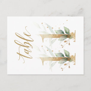 Green & gold foliage, Table 11, Table Number Postcard
