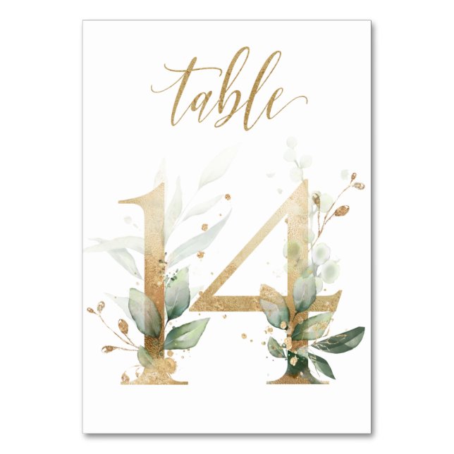 Green & gold foliage, Table 14, Table Number (Front)
