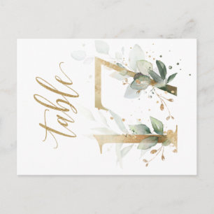 Green & gold foliage, Table 17, Table Number Postcard