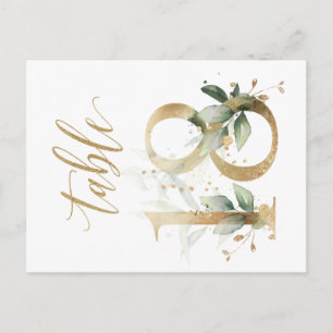 Green & gold foliage, Table 18, Table Number Postcard