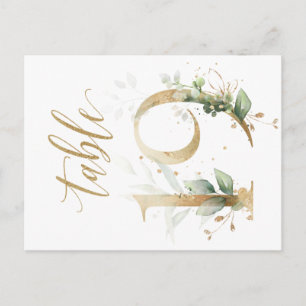 Green & gold foliage, Table 19, Table Number Postcard