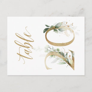 Green & gold foliage, Table 20, Table Number Postcard
