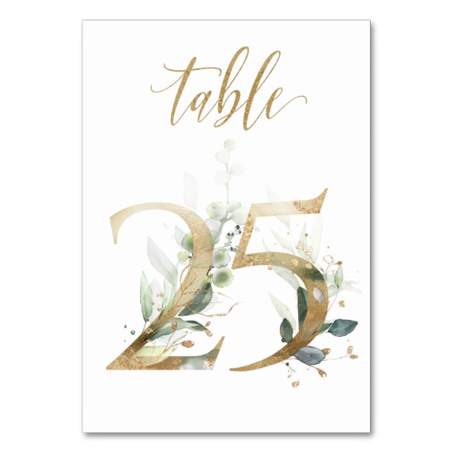 Green & gold foliage, Table 25, Table Number (Back)