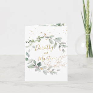 Green & gold foliage Wedding Folded Invitation