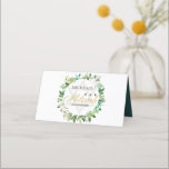 GREEN GOLD FOLIAGE WREATH STAR BAR BAT MITZVAH PLACE CARD<br><div class="desc">If you need any further customisation or any other matching items,  please feel free to contact me at info@yellowfebstudio.com</div>