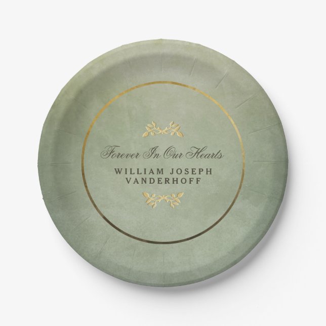 Green & Gold Forever In our Hearts Memorial Plates (Front)
