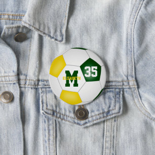 green gold girls boys soccer team colours 3 inch round button
