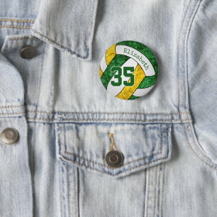green gold girls volleyball team colours 2 inch round button