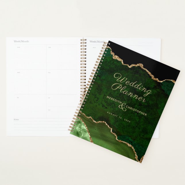Green Gold Glitter Agate Wedding Planner (Display)