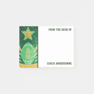 Green Gold Glitter American Football Coach Fathers Post-it Notes