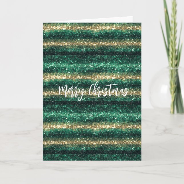 Green Gold Glitter Christmas Card (Front)