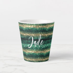 Green Gold Glitter Christmas Latte Mug
