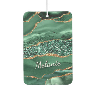 Green Gold Glitter Custom Name Air Freshener