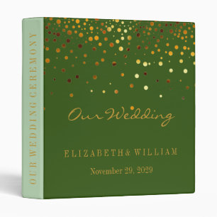 Green Gold Glitter Faux Foil Confetti Personalize Binder