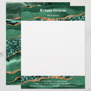 Green Gold Glitter Framed Your Letterhead Template