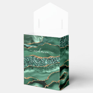 Green Gold Glitter Marble Custom Name Gift Box