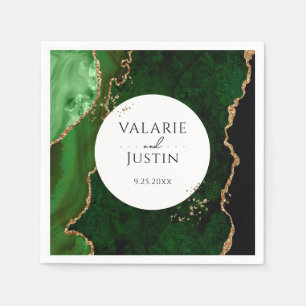 Green Gold Glitter Marble Wedding  Napkins