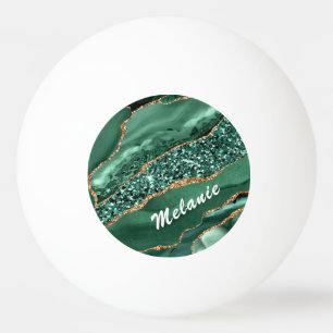 Green Gold Glitter Ping Pong Ball with Custom Name