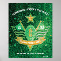Green + Gold Glitter Sports Football Championship